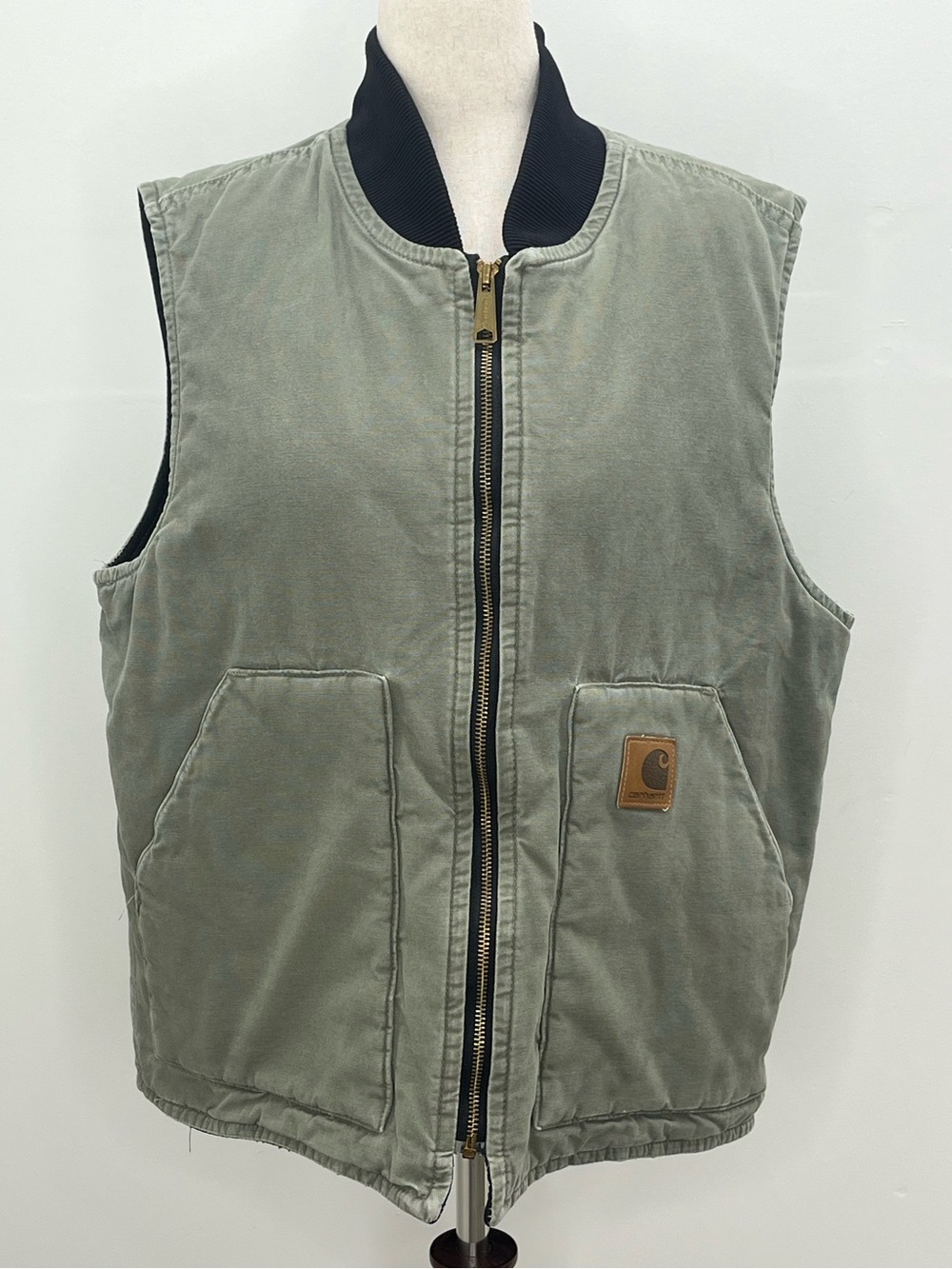 Carhartt Women’s Green Quilted Lined Canvas Zip Up Bomber Vest V300 LDN Large